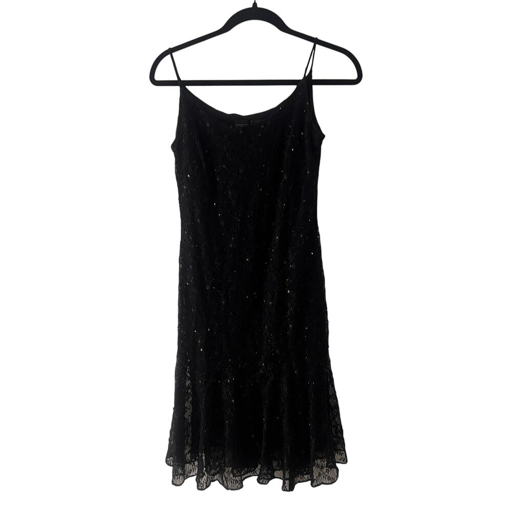 Alex Evenings Black Sparkly Embellished Insane Y2k Midi 90s Dress Fairy Cottage